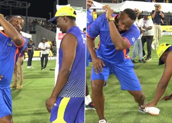 MLC 2023: After MI New York defeated TSK, Kieron Pollard performed Dwayne Bravo's "airplane" celebration.