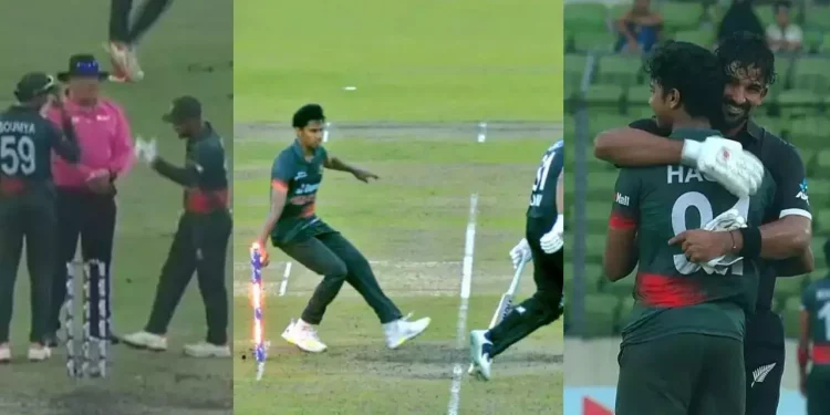 Ish Sodhi refuses to walk after edging in the BAN vs. NZ match after being summoned back after the non-striker's run out earlier. 1 Ish Sodhi refuses to walk after edging in the BAN vs. NZ match after being summoned back after the non-striker's run out earlier.