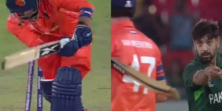 CWC 2023: During the PAK vs. NED game, Haris Rauf and Paul van Meekeren engage in a combative exchange. 1 Haris Rauf
