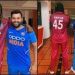 Chris Gayle congratulates Rohit Sharma when he surpasses his record for the most international sixes in "45 Special" 7 Chris Gayle congratulates Rohit Sharma when he surpasses his record for the most international sixes in "45 Special"
