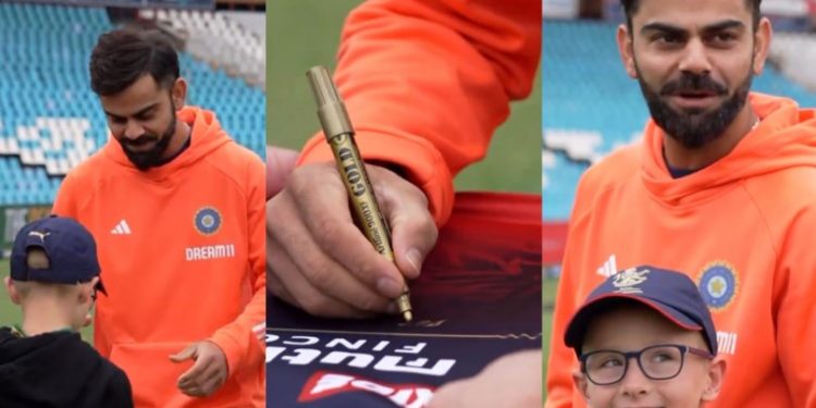 SA vs. IND: Virat Kohli autographs an RCB jersey for a young Centurion supporter