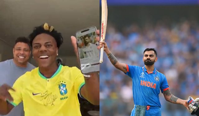 When his picture appears on IShowSpeed and the video goes viral, Ronaldo Nazario recognizes Virat Kohli right away.