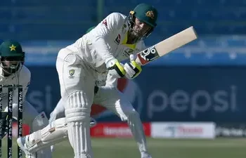 Alex Carey of AUS vs. WI: Despite making contact with the ball, his bails hold firm.