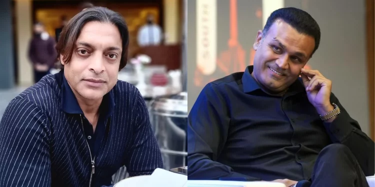 Shoaib Akhtar and Virender Sehwag joke around hilariously about the former pacer's lengthy run-up.