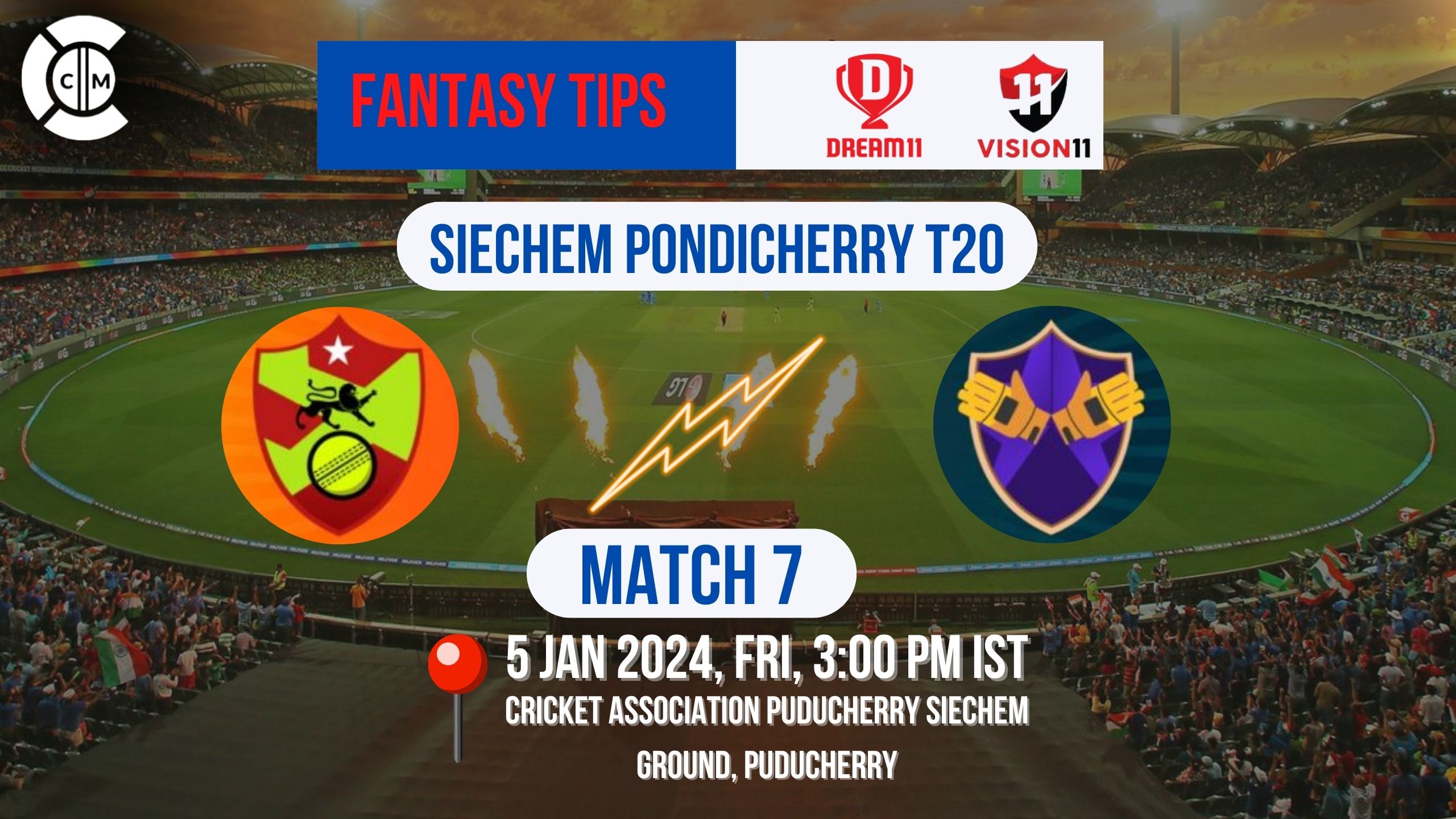 PSXI vs YXI Dream11 Prediction, Fantasy Cricket Tips, Playing XI, Pitch Report, & Injury Updates for Siechem Pondicherry T20, Match 7