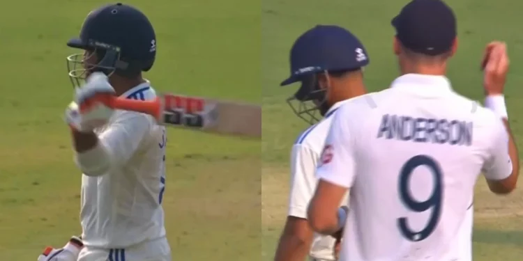 James Anderson teases Ravindra Jadeja's sword celebration in the third test between India and England (2024). 1 James Anderson teases Ravindra Jadeja's sword celebration in the third test between India and England (2024).
