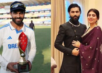 Ravindra Jadeja dedicates the Player of the Match award to his wife Rivaba.