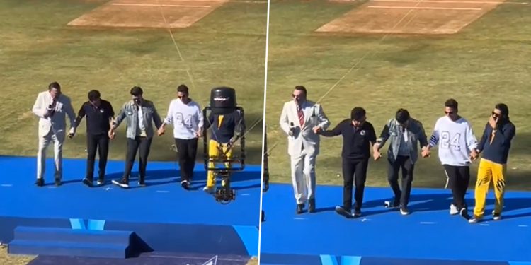 With Ramcharan and Akshay Kumar, Sachin Tendulkar shakes a leg to "Naatu-Naatu." 1 With Ramcharan and Akshay Kumar, Sachin Tendulkar shakes a leg to "Naatu-Naatu."