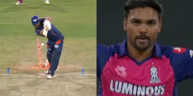 Marcus Stoinis is duped by Sandeep Sharma's in-swinger during LSG vs. RR, and the video becomes viral