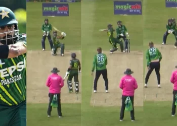 IRE vs. PAK: The footage of Babar Azam hitting four massive sixes in one over against Benjamin White goes viral.