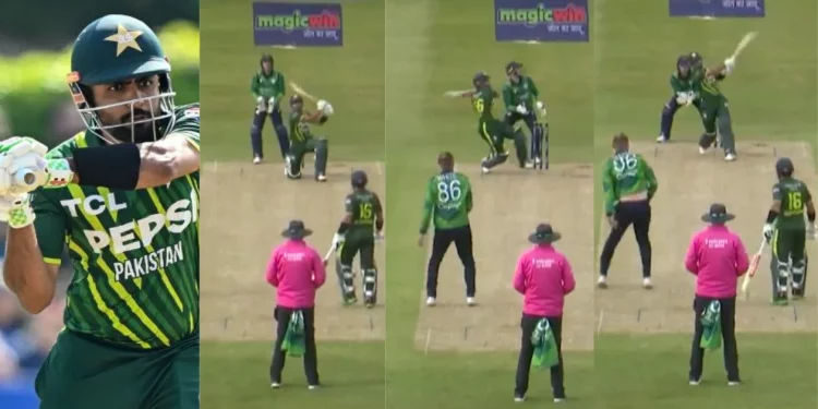 IRE vs. PAK: The footage of Babar Azam hitting four massive sixes in one over against Benjamin White goes viral. 1 IRE vs. PAK: The footage of Babar Azam hitting four massive sixes in one over against Benjamin White goes viral.
