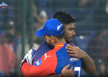 IPL 2024: Rishabh Pant hugs Sanju Samson after a controversial call against DC-RR