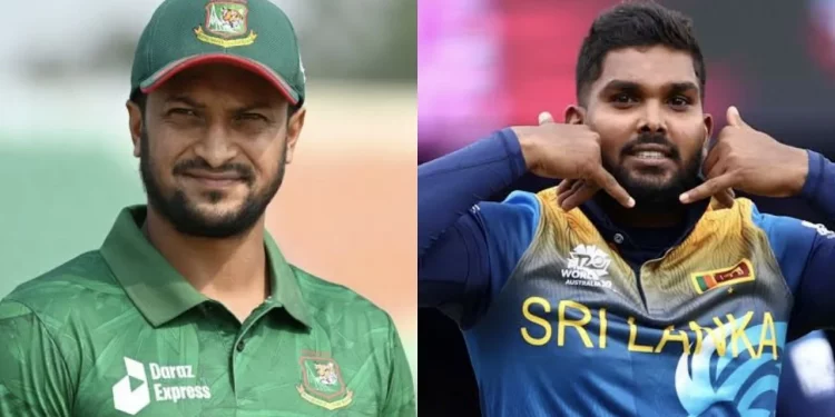 Top spot in the T20I all-rounders list was shared by Wanindu Hasaranga and Shakib Al Hasan. 1 Top spot in the T20I all-rounders list was shared by Wanindu Hasaranga and Shakib Al Hasan.