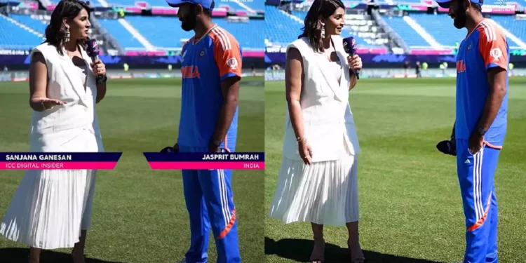 Jasprit Bumrah and Sanjana Ganesan steal the stage with their frank post-match conversation 1 Jasprit Bumrah and Sanjana Ganesan steal the stage with their frank post-match conversation