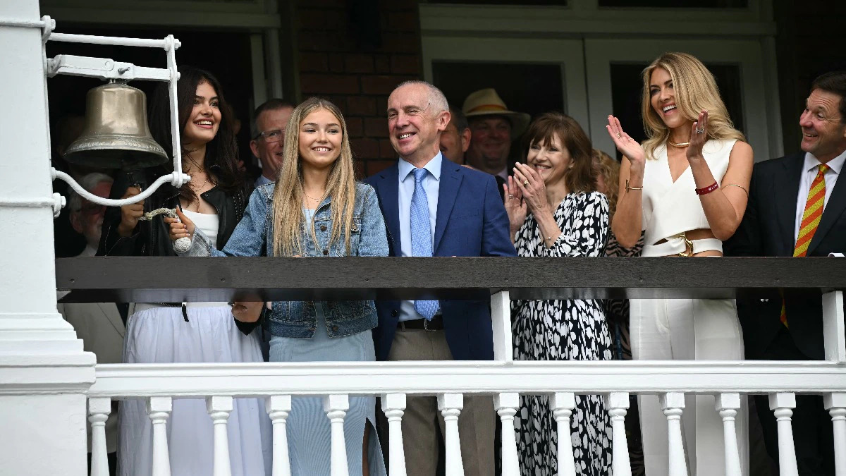 Watch: To commemorate James Anderson's final Test match for England, his family rings a ceremonial bell