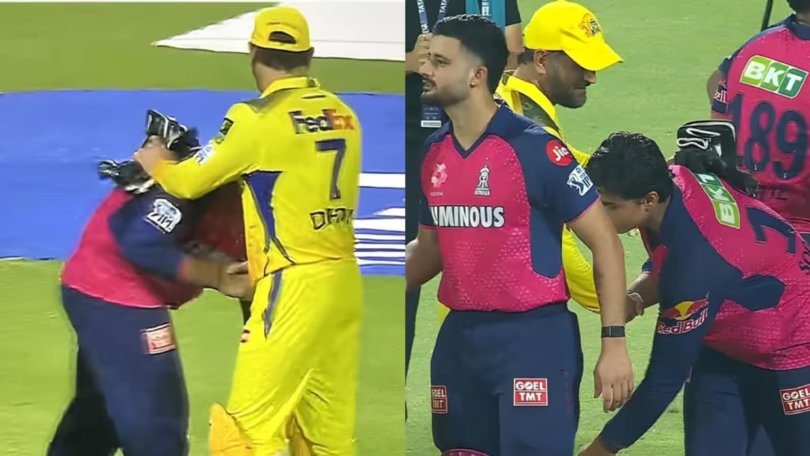 [WATCH] IPL 2025: Vaibhav Suryavanshi touches MS Dhoni's feet after win match vs CSK