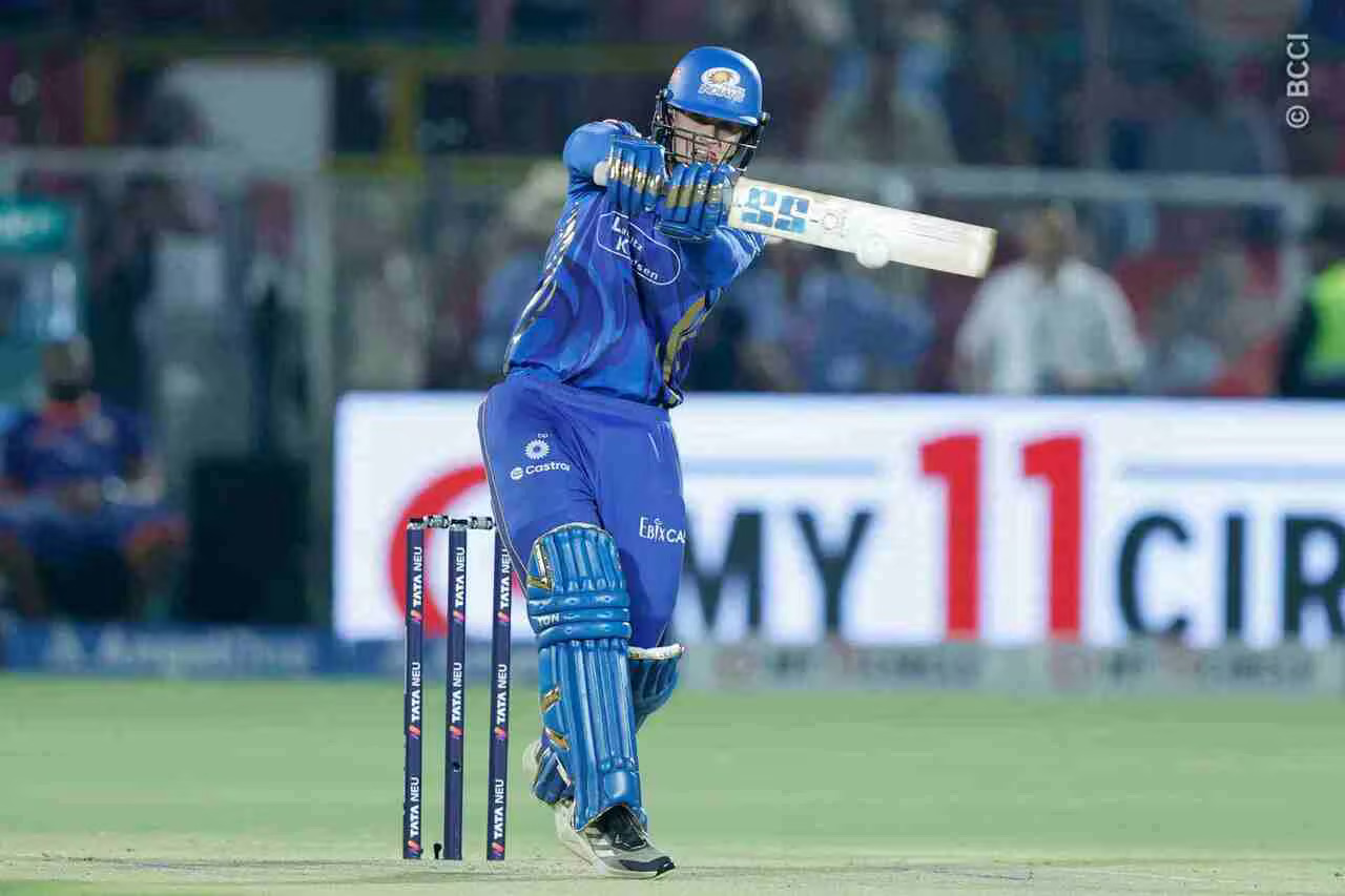 [Watch]IPL 2025: Ryan Rickelton lofts Kyle Jamieson for one-bounce boundary