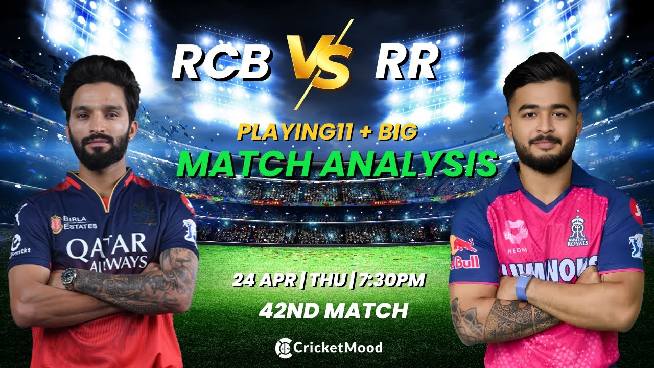 RCB vs RR –42nd Match Preview | IPL 2025 | Playing 11 + Winner Prediction | M.Chinnaswamy Stadium