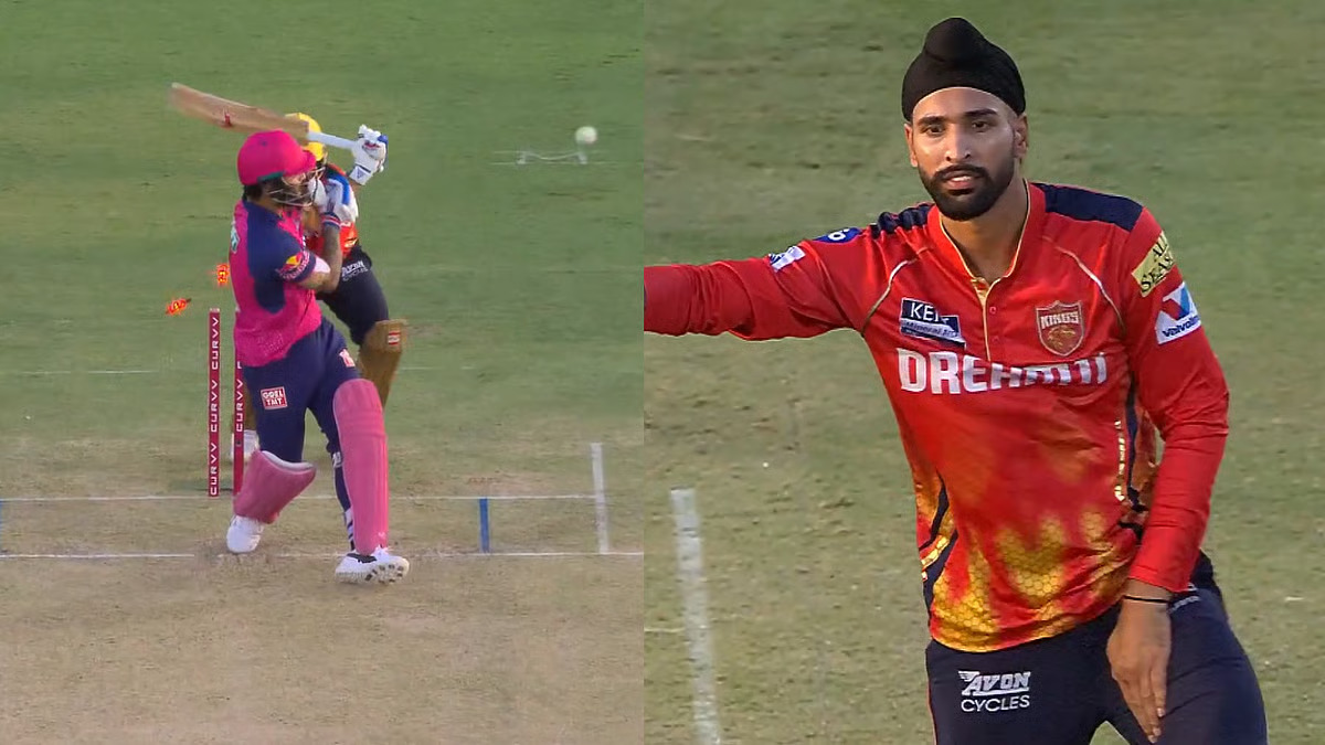[WATCH] IPL 2025: Harpreet Brar brings out customary 'thigh-five' celebration after knocking over Riyan Parag