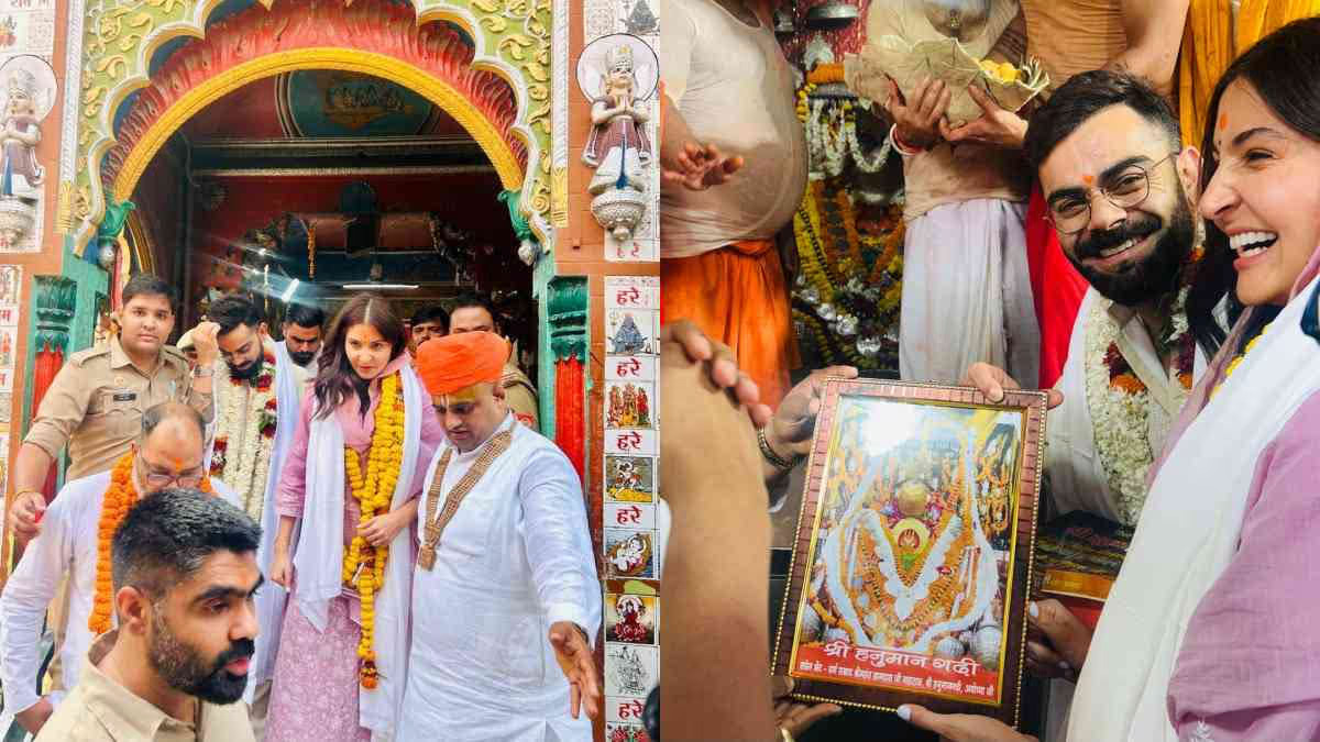 [WATCH] Virat Kohli visit Hanumangarh Temple in Ayodhya with wife Anushka Sharma ahead of IPL playoffs
