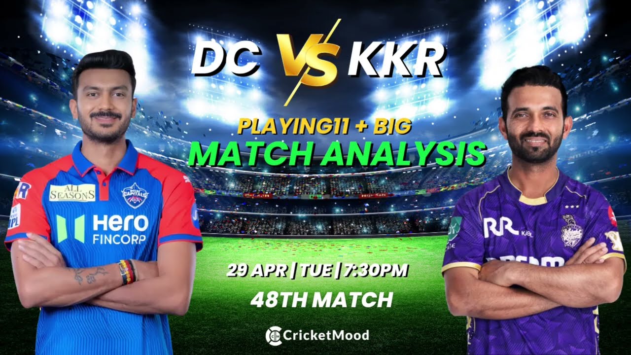 DC vs KKR – Match 48 Preview | IPL 2025 | Playing 11 + Winner Prediction | Arun Jaitley Stadium