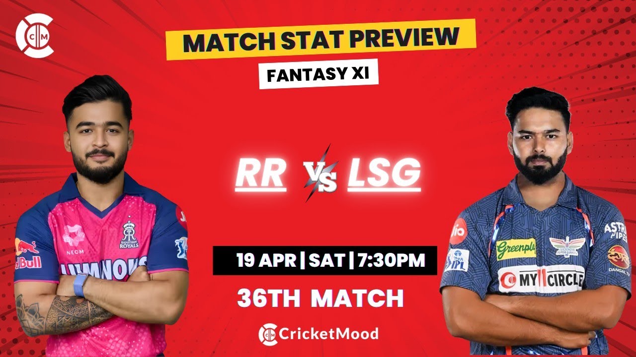 TATA IPL 2025: RR vs LSG 36th Match PREDICTION | RR vs LSG Dream11 Team | 2025 | 36th Match