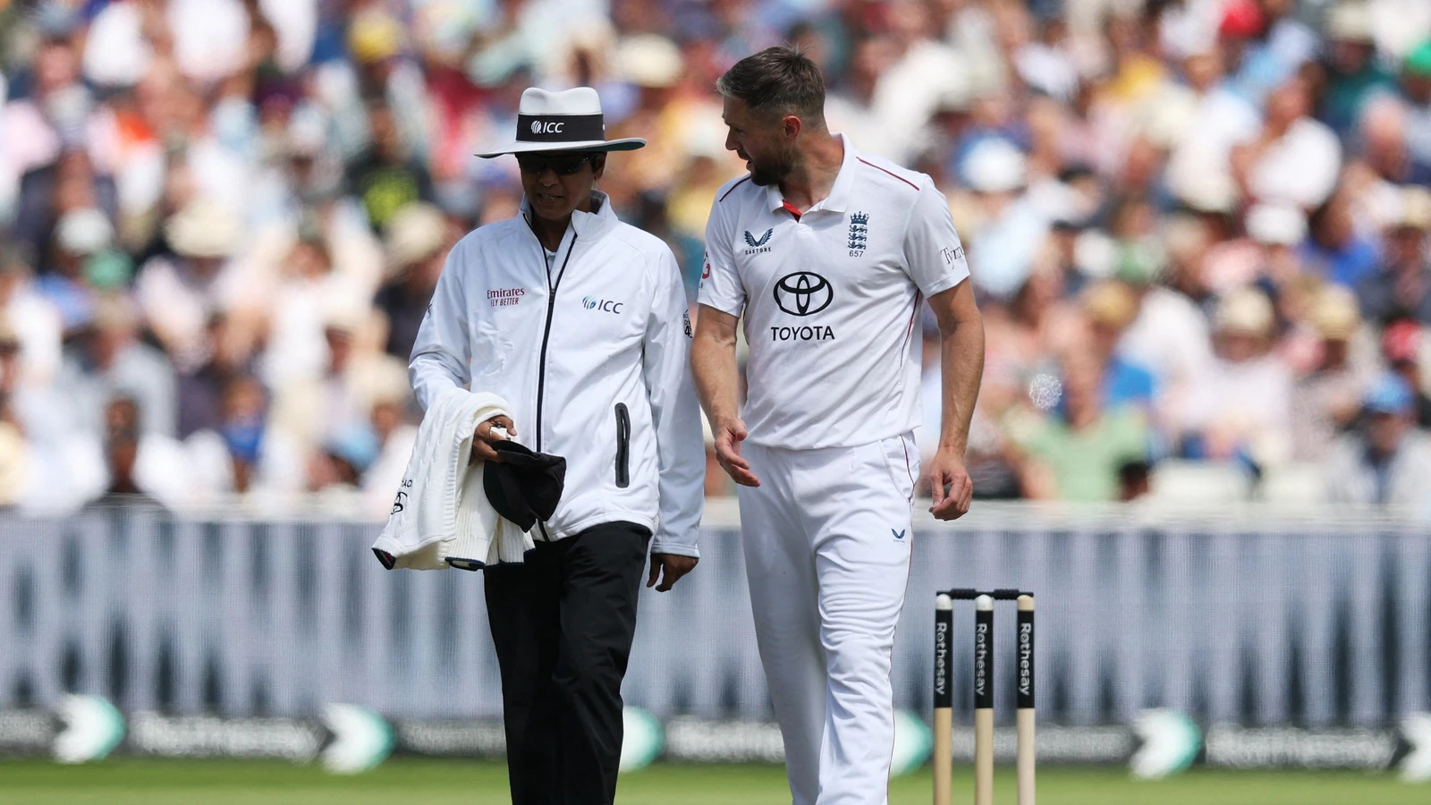 ‘It’s really frustrating’ – Chris Woakes unhappy as close umpiring calls have not gone England’s way in Edgbaston Test