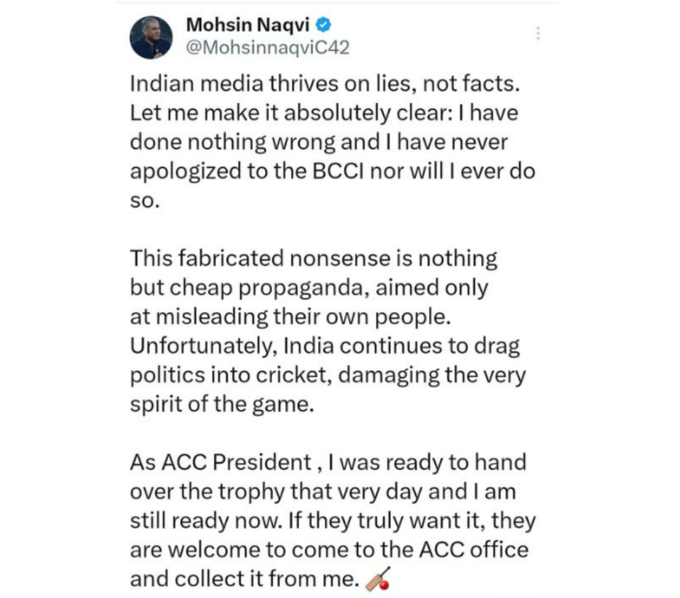 Mohsin Naqvi invites Indian team to ACC office for trophy, claims he never apologized to BCCI 2 1759321132251 Mohsin Naqvi 1