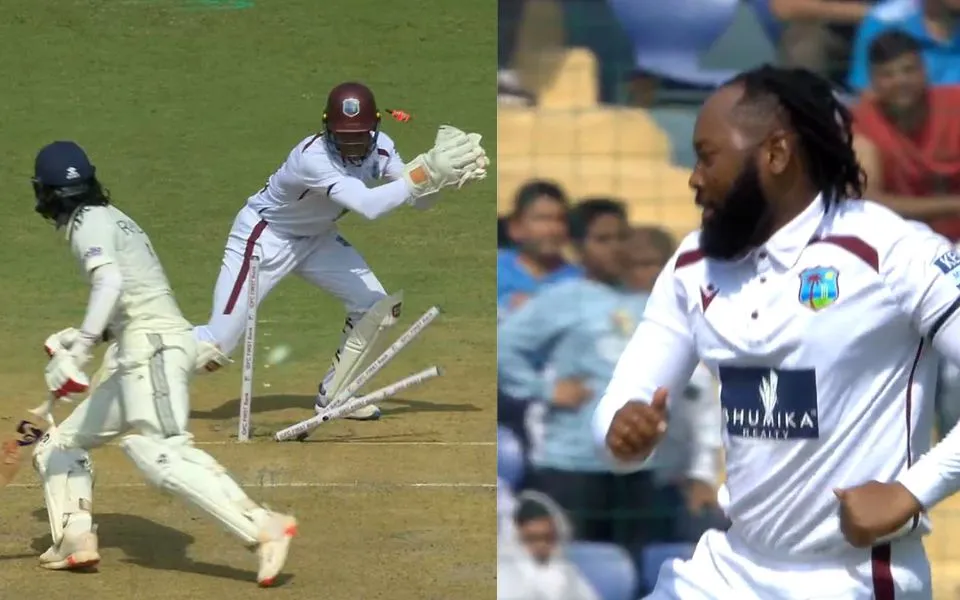 [WATCH] IND vs WI 2025: KL Rahul is caught off guard by Jomel Warrican's ripper on Day 1 in Delhi