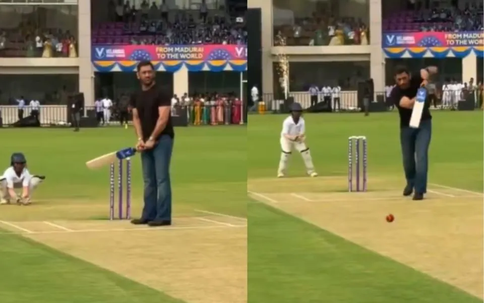 [WATCH] MS Dhoni inaugurates cricket stadium in Madurai, wows fans with batting skills
