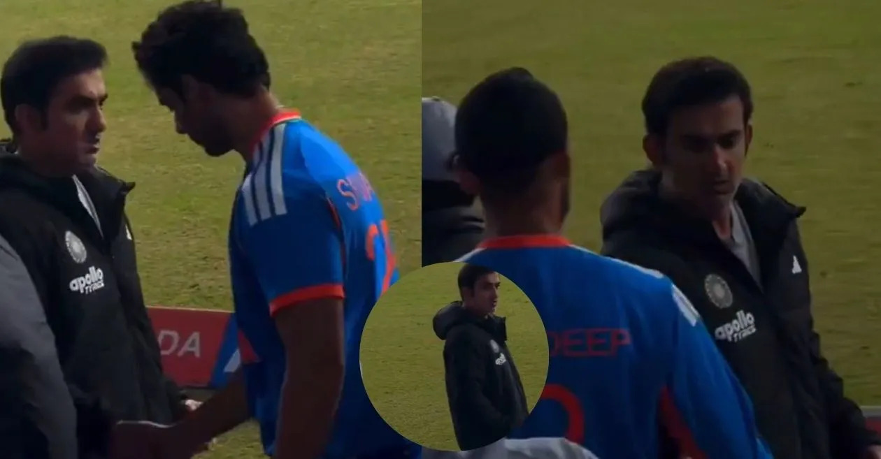 Gautam Gambhir meets Abhishek Sharma post SA loss