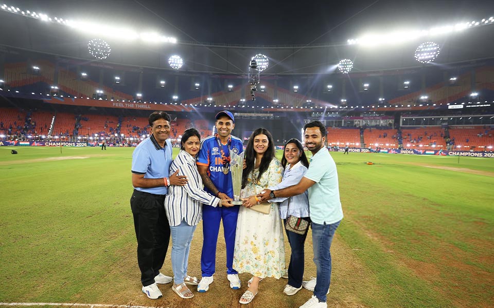 In pics: Indian Team Poses with Families After T20 WC 2026 Win