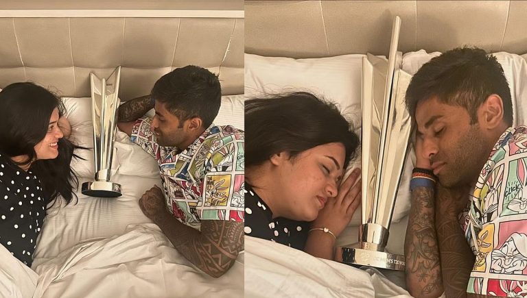Suryakumar Yadav recreates 2024 picture with T20 World Cup trophy and his wife